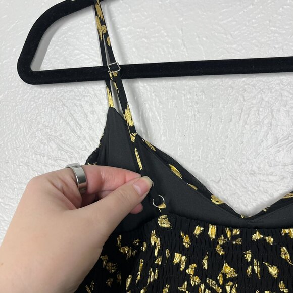 Lost + Wander Gold Metallic and Black Pleated Sleeveless Midi Dress - Picture 6 of 14